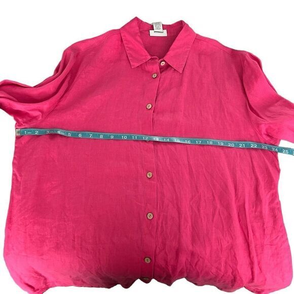 Soft Surroundings Linen Pink full Button Front 100% Linen top Size XL - Picture 6 of 9